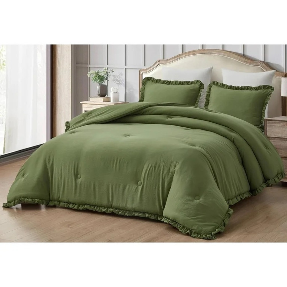 Elegant Green Queen 3 piece Bedding Set